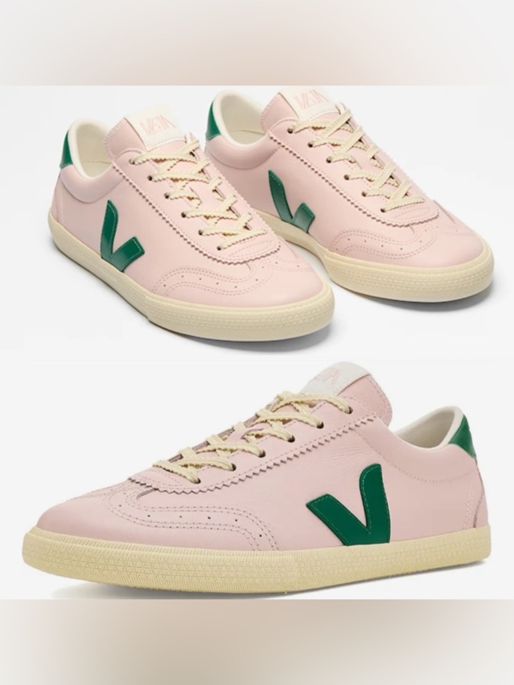 NWT - Veja Volley Leather Sneaker -Pink & Green (sz 6 / 37) - Picture 16 of 16